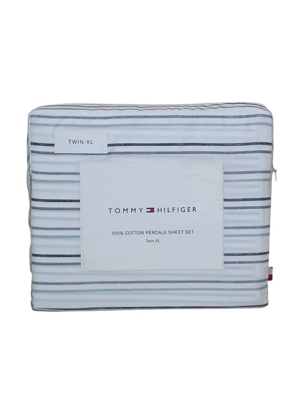 Tommy Hilfiger 100% Cotton Percale Sheet Set Twin XL Seaport Stripe Blue & White